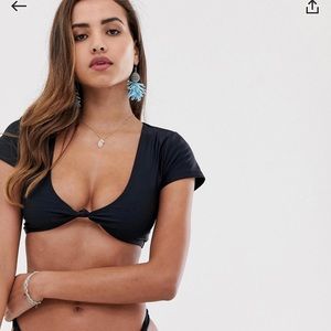 Black Cap sleeve bikini top
